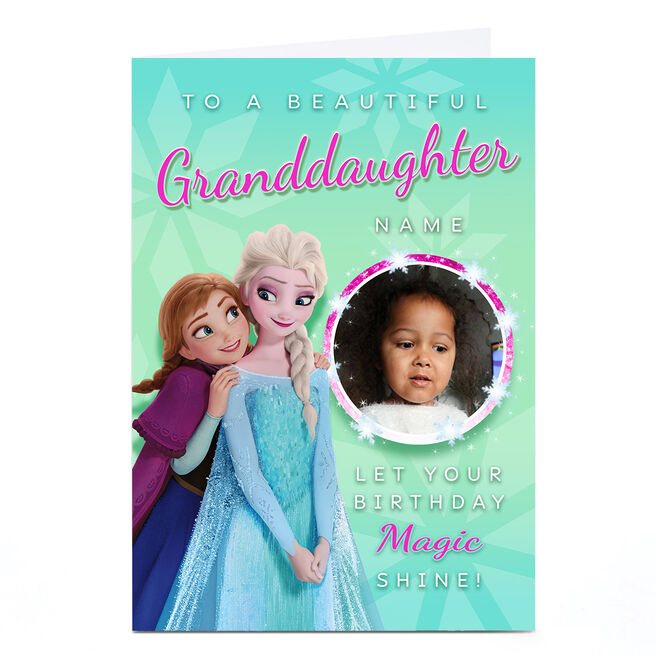 Photo Frozen Anna & Elsa Birthday Card - Magic Shine, Granddaughter
