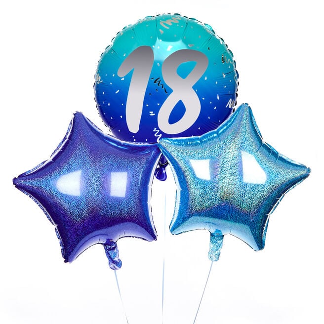 Blue 18th Birthday Balloon Bouquet - Delivered Inflated!