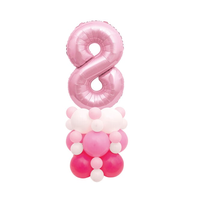 Pink 51-Inch Age 8 Air-Fill Balloon Stack Set