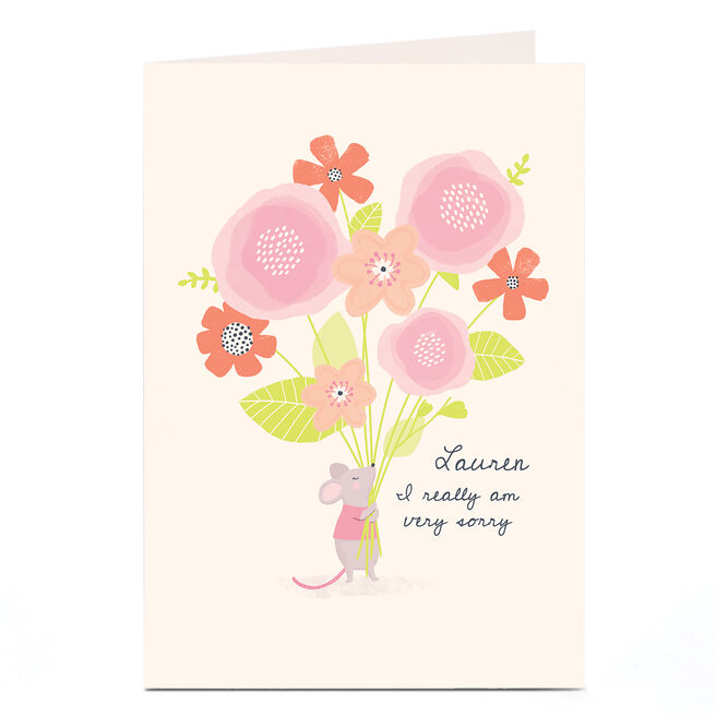 Personalised Sorry Card - Mouse & Flowers 