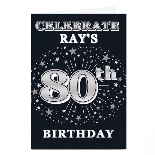 Personalised 80th Birthday Invitation - Silver Stars