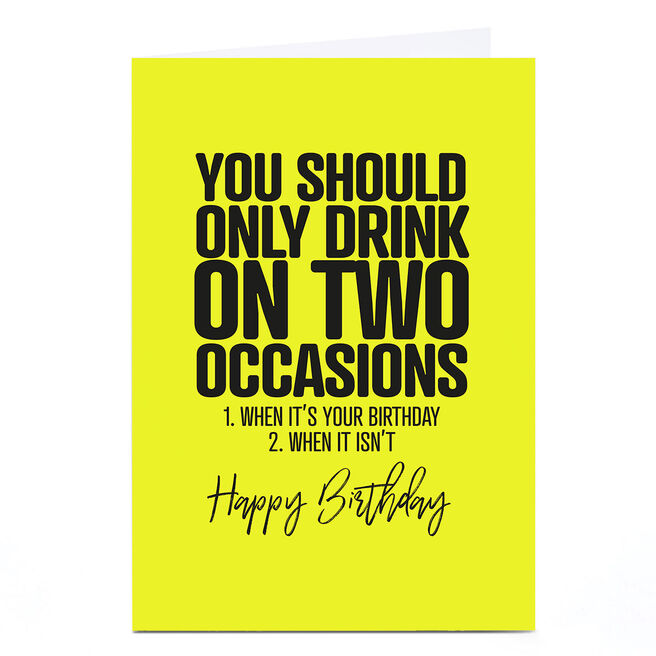 Personalised Punk Birthday Card - Drink On 2 Occasions 
