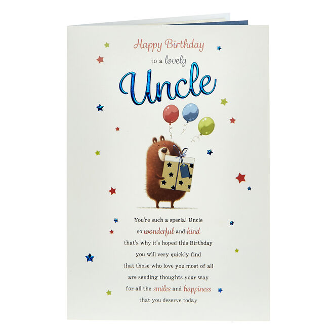 Birthday Card - To A Lovely Uncle, Bear