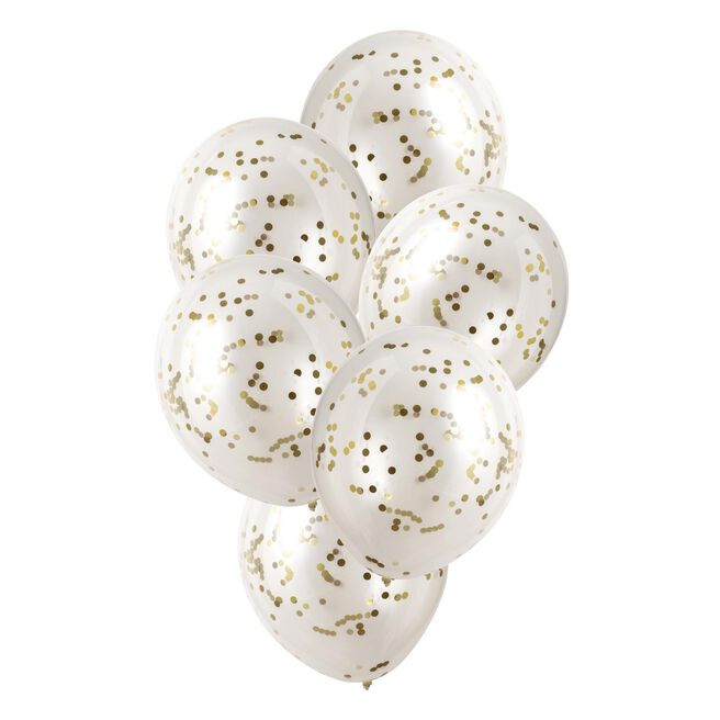 12-Inch Gold Confetti Balloons - Pack of 6
