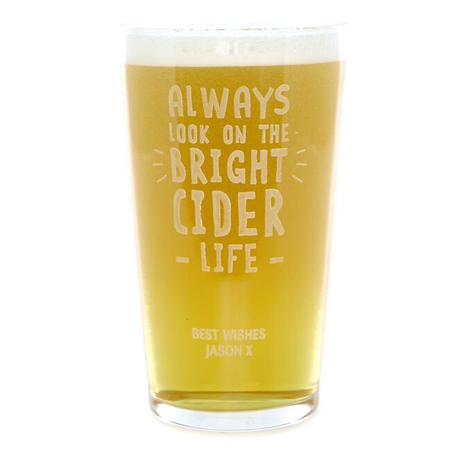 Personalised Pint Glass - Bright Cider Life