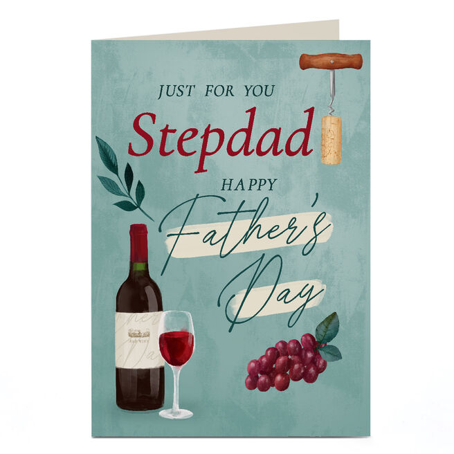 Personalised Father's Day Card - Red Wine Just For You, Stepdad