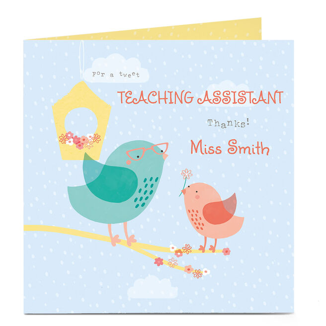 Personalised Thank You Teacher Card - Birds