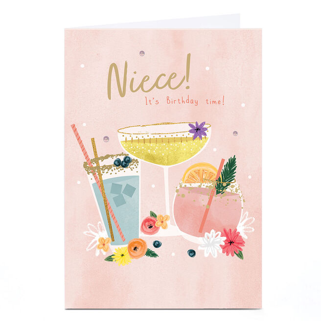 Personalised Birthday Card - Birthday Time Cocktails, Niece