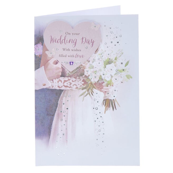 Bride & Groom Bouquet Wedding Card