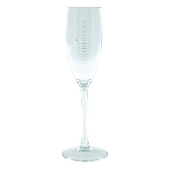 Personalised Engraved Champagne Flute - Heart & Name