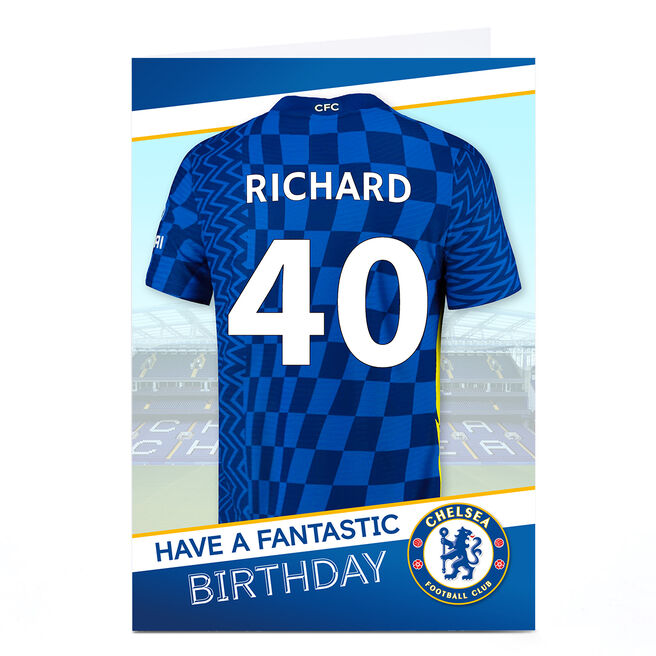 Personalised Chelsea FC Birthday Card - Shirt Name & Number