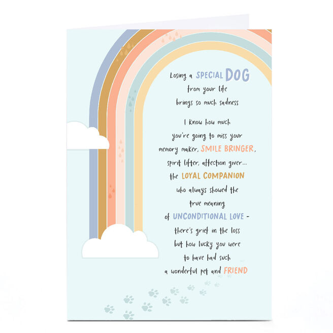 Personalised Sympathy Card - Loss of Your Dog 
