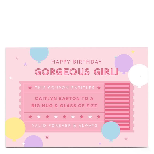 Personalised Birthday Card - Fizz Coupon