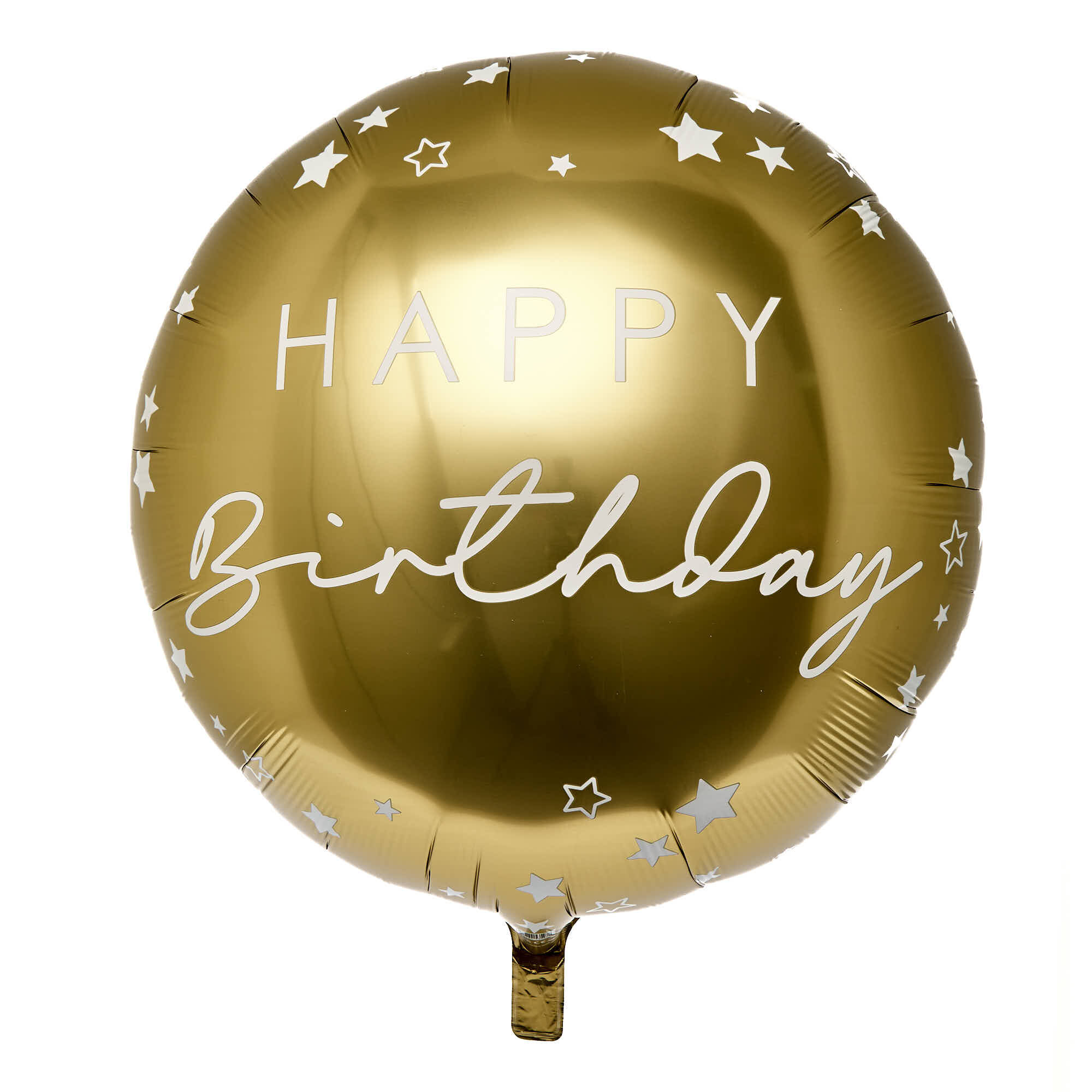 White Gold Happy Birthday 31 Inch Foil Helium Balloon