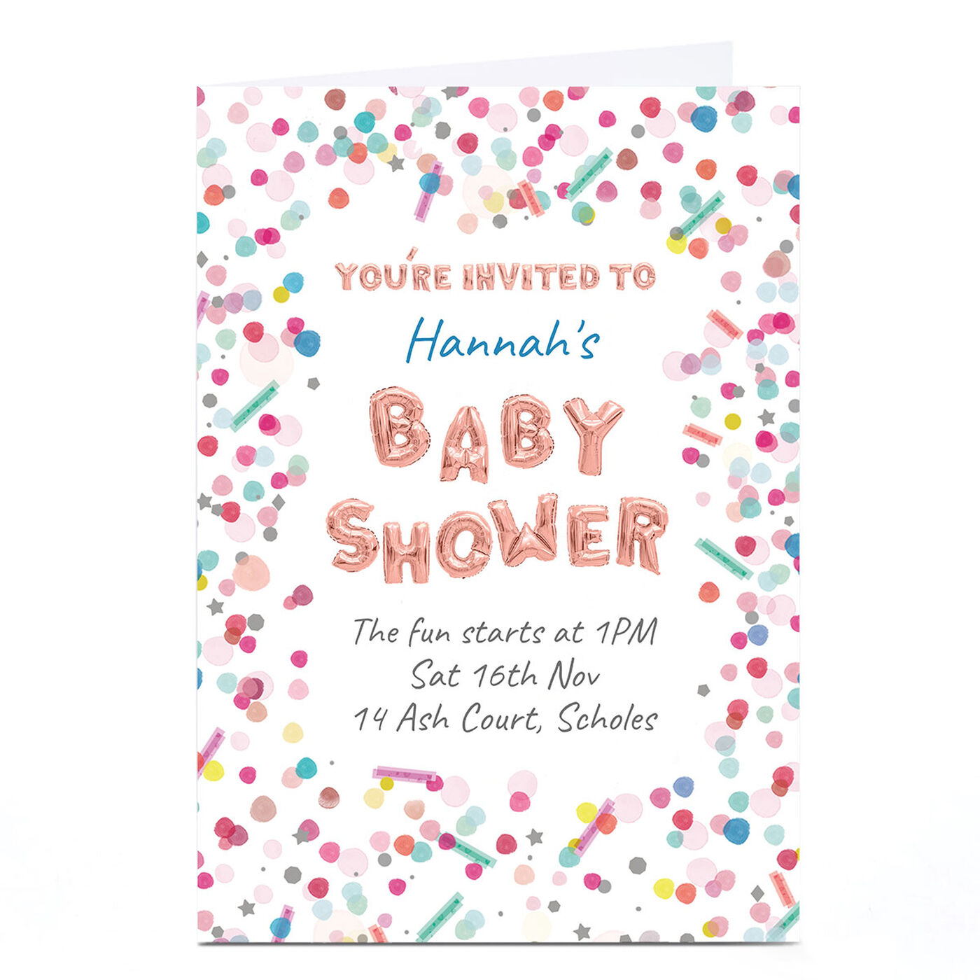 Buy Personalised Baby Shower Invitation Rose Gold Foil Balloons for