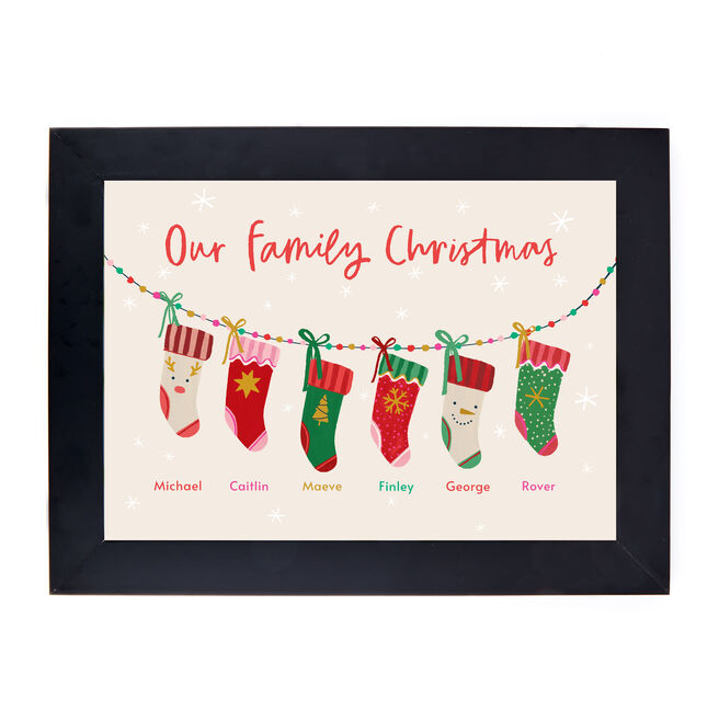 Personalised Family of 6 Christmas Print - 6 Stockings