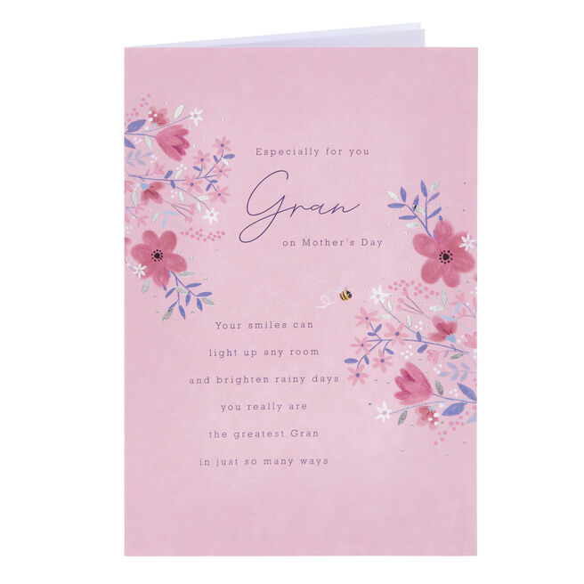 Gran Pink Flowers Mother's Day Card