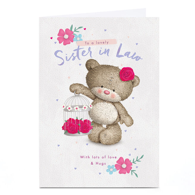 Hugs Birthday Card - Birdcage and Roses, Sister-in-Law