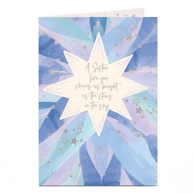 Christmas Card - Purple Ombre Star Shine, Sister