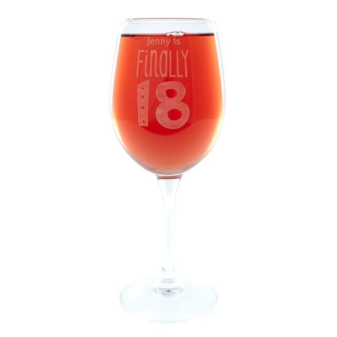 Personalised Finally 18 Wine Glass