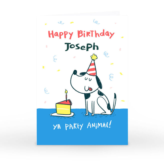 Personalised Hew Ma Birthday Card - Party Animal 