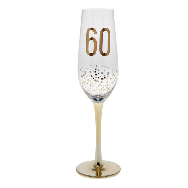 60th Birthday Gold Stars Champagne Flute