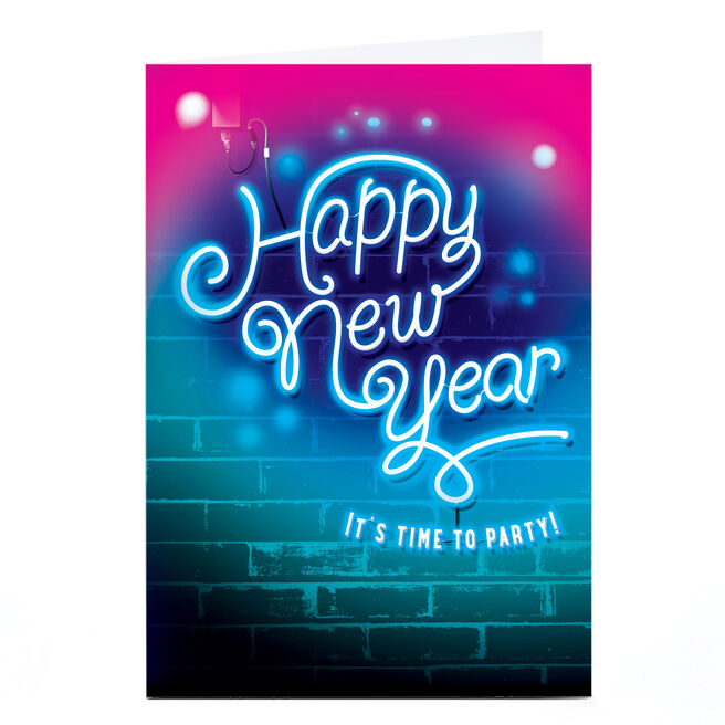 Personalised New Year Card - Neon Sign