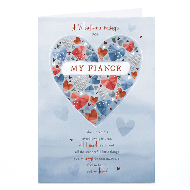 Personalised Valentine's Day Card - Valentine's Message, Fiance