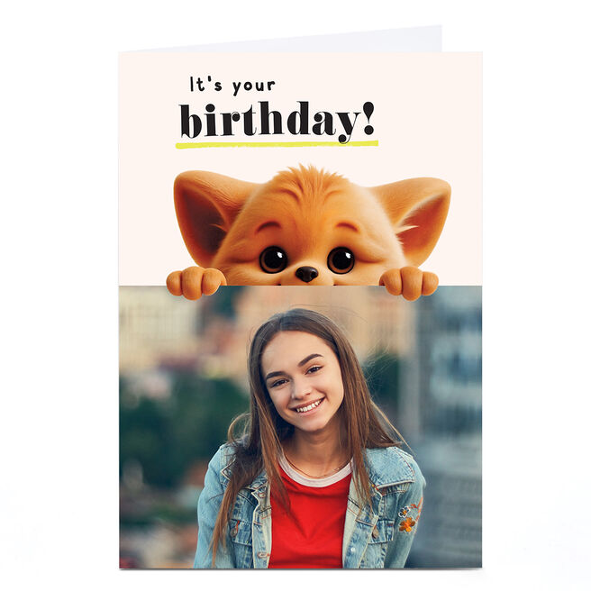 Photo Wimzee Birthday Card - Holding Up Picture