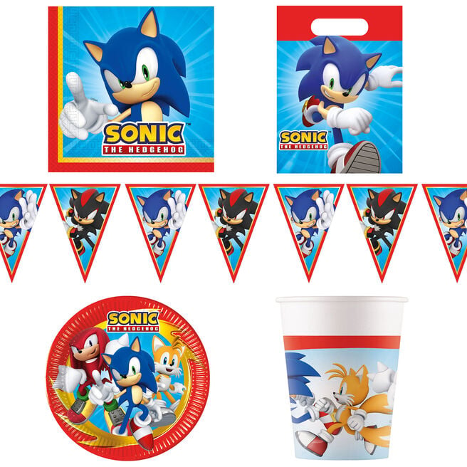 Sonic The Hedgehog Party Tableware & Decorations Bundle - 16 Guests