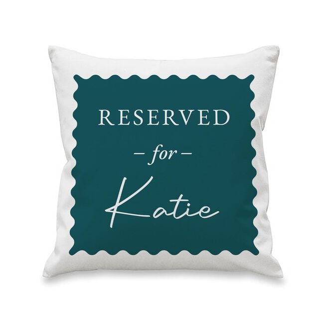 Personalised Deep Teal Reserved For Cushion