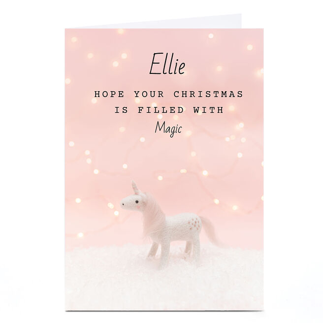 Personalised Lemon & Sugar Christmas Card - Unicorn