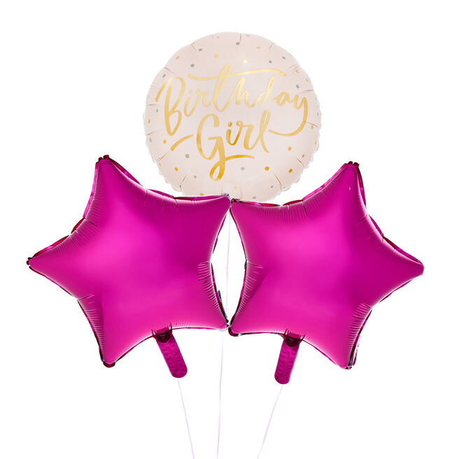 Pink Birthday Girl Balloon Bouquet - DELIVERED INFLATED!