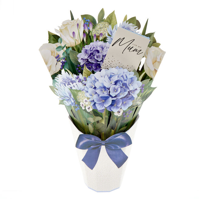 Mum Blue Pop-Up Flowers 3D Mother's Day Card