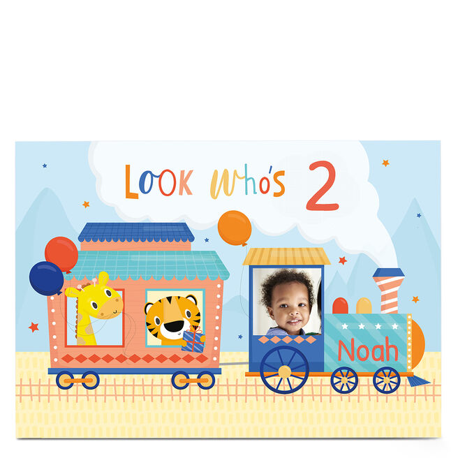 Photo Birthday Card - Train Look Who's 2