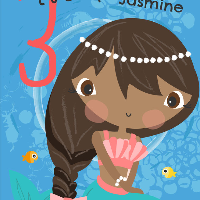 Personalised Rachel Griffin 3rd Birthday Card - Mermaid 