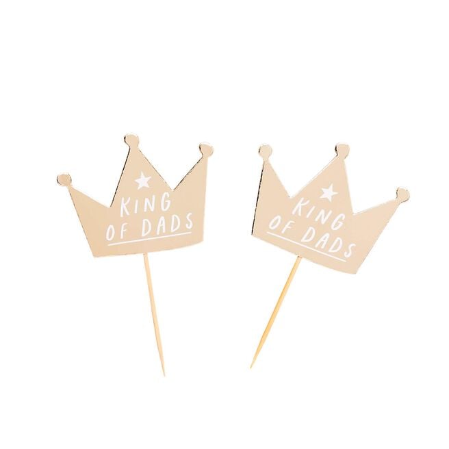 Gold King Of Dads Crown Food Picks - Pack of 12