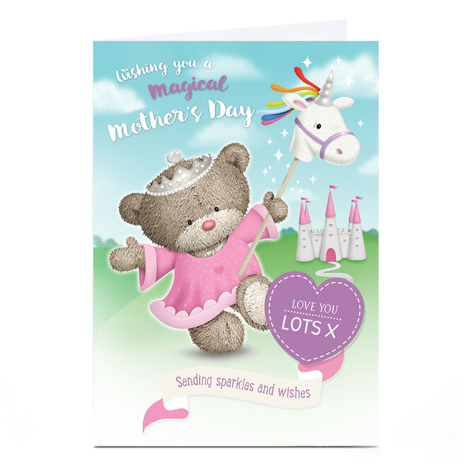 Personalised Hugs Mother's Day Card - Princess Hugs Sparkles and Wishes