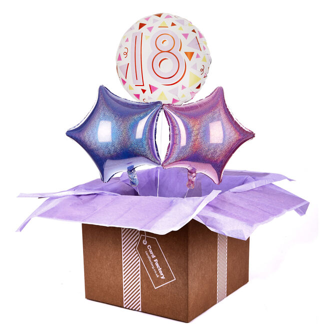 Pastel Triangles 18th Birthday Balloon Bouquet - DELIVERED INFLATED!