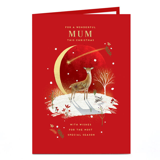 Christmas Card - Deer Crescent Moon, Wonderful Mum