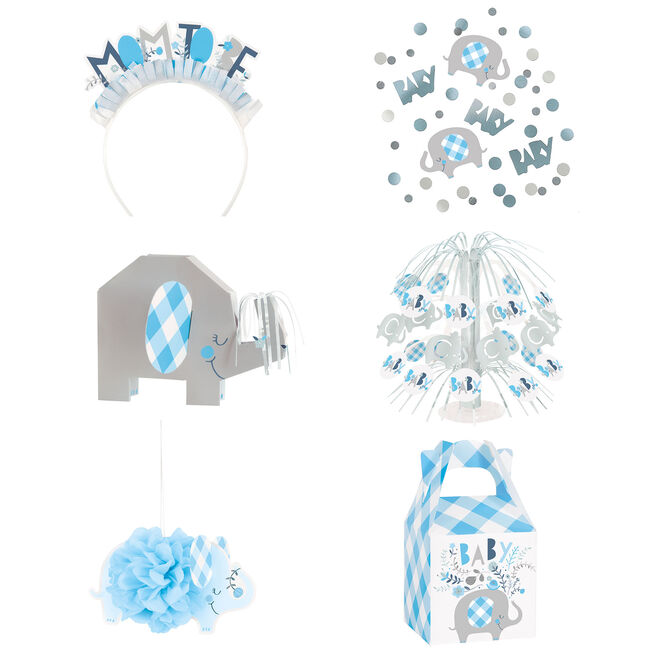 Blue Elephant Baby Shower Accessories Kit 