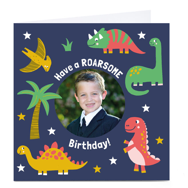 Photo Little Ginger Birthday Card - Cute Dinosaurs