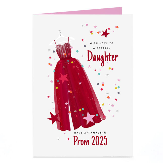 Personalised Prom Card - Red Prom Dress, Daughter