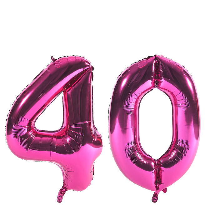 Age 40 Giant Foil helium Numeral Balloons - Pink (deflated)