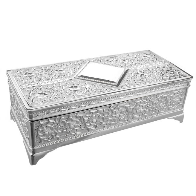 Sophia Silver Plated Jewellery Box With Antique Finish