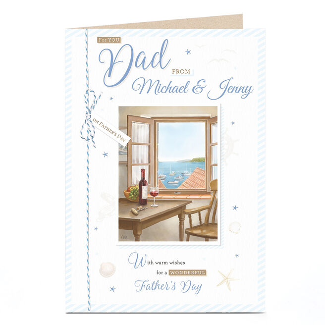 Personalised Father's Day Card - Red Wine By The Window