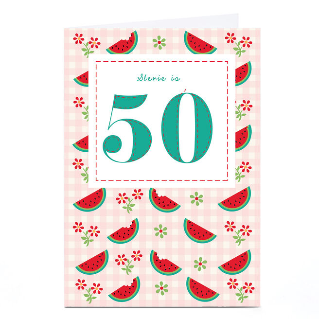 Personalised 50th Birthday Card - Melons & Gingham