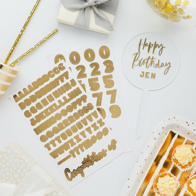 Metallic Gold Customisable Acrylic Cake Topper