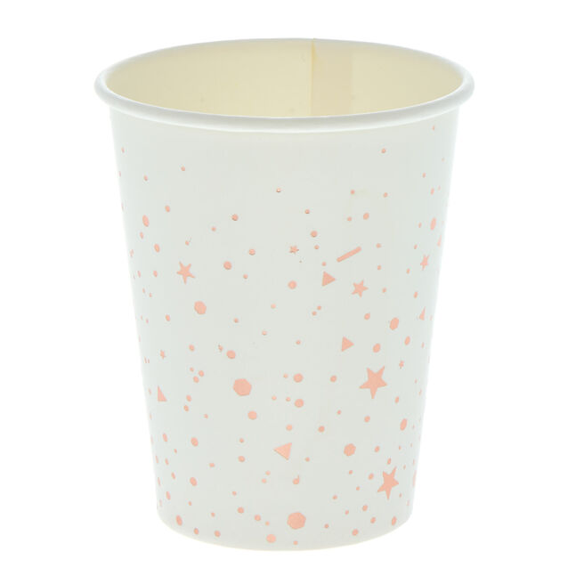 Rose Gold Confetti Party Cups - Pack of 8