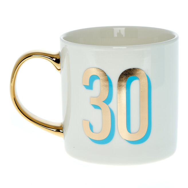 Blue & Gold 30th Birthday Mug